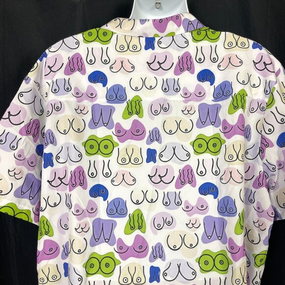 Peachbruh Unisex Novelty Button Shirt size 4XL 57x33 Boobs Breast Sheer - Picture 5 of 6
